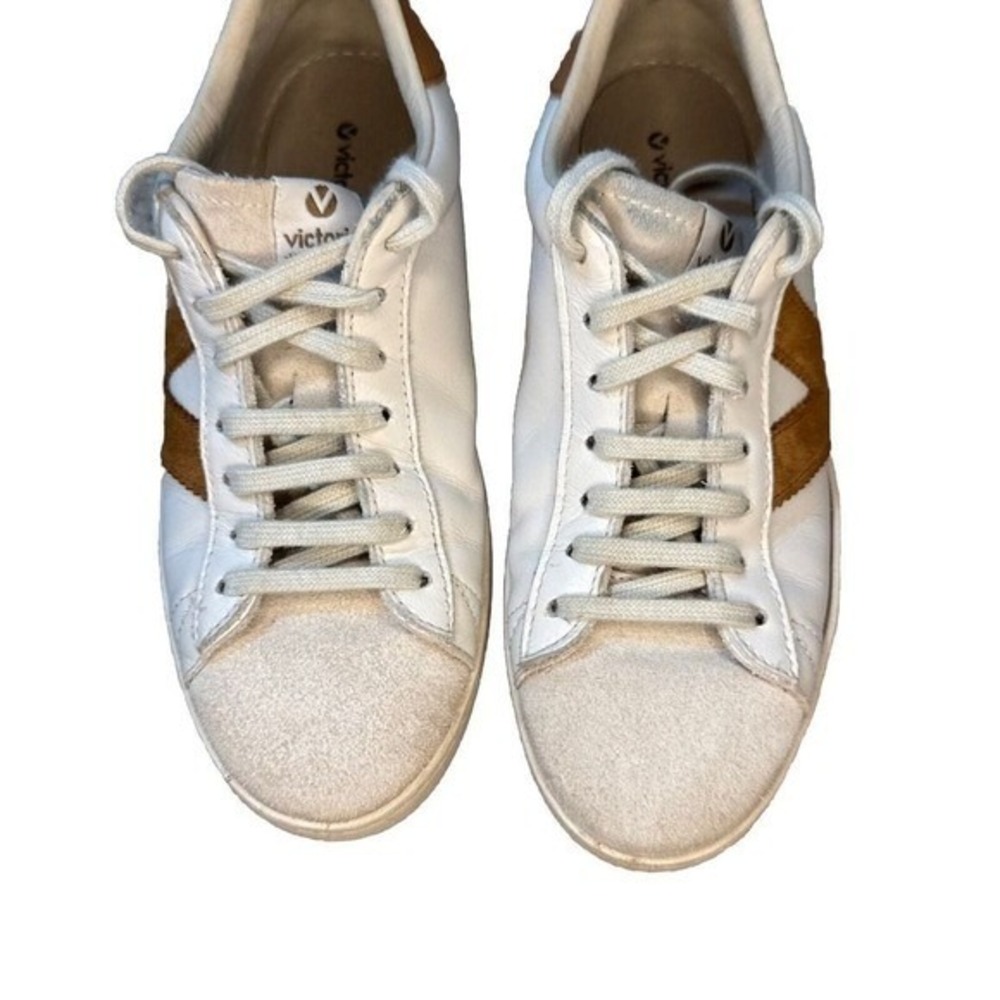 Victoria Berlin Leather Suede Sneakers Women 38 White Tan Good Made in Spain